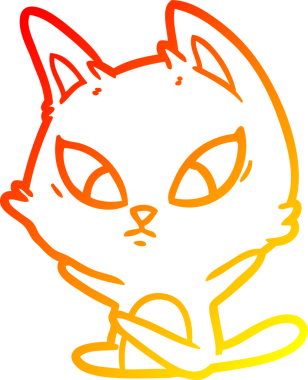 Bir insan tarafından çizilmiş kafası karışmış çizgi film kedisinin sıcak çizgi çizimi