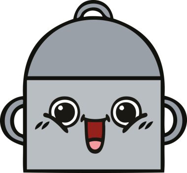 Bir insan tarafından çizilmiş güzel bir yemek tenceresi karikatürü.