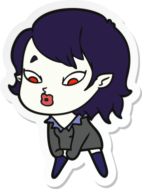 Bir insan tarafından çizilmiş şirin bir vampir kızın çıkartması.