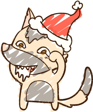 Bir insan tarafından çizilen Noel Köpeği Tebeşiri