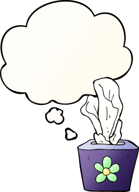 Bir insan tarafından çizilmiş yumuşak eğimli düşünce baloncuklu dokuların çizgi film kutusu