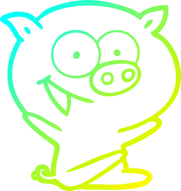 Bir insan tarafından çizilmiş neşeli bir domuz çizgi filminin soğuk gradyanı.