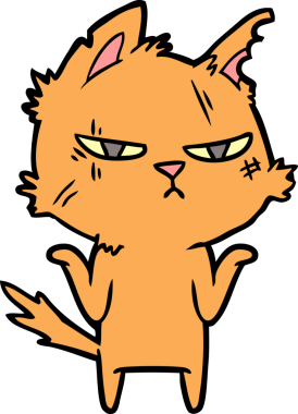 Bir insan tarafından çizilmiş sert çizgi film kedisi.