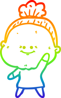 Gökkuşağı gradyan çizgi çizimi Bir insan tarafından çizilmiş mutlu yaşlı kadın