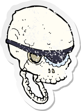 Bir insan tarafından çizilmiş ürkütücü bir kafatası çizgi filminin gerilimli yapıştırması.