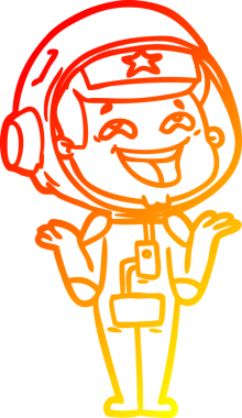 Bir insan tarafından çizilmiş gülen astronotun sıcak çizgi çizimi