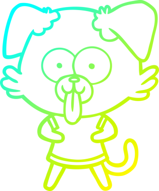 Bir insan tarafından çizilmiş dilli çizgi film köpeği çizimi.