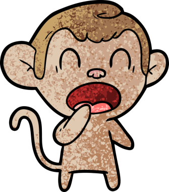 Bir insan tarafından çizilmiş esneyen çizgi maymun.