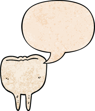 Bir insan tarafından çizilmiş eski moda konuşma baloncuklu çizgi film dişleri.