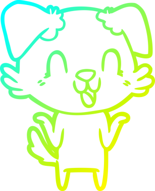 Gülen çizgi film köpeğinin insan tarafından çizilmiş omuz silkme çizgisi.