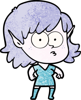 Bir insan tarafından çizilmiş çizgi film elf kızı.