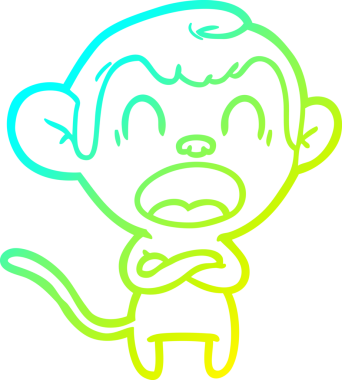 Bir insan tarafından çizilmiş bağıran çizgi film maymunu çizimi.