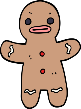 Bir insan tarafından çizilmiş zencefilli kurabiye adam.