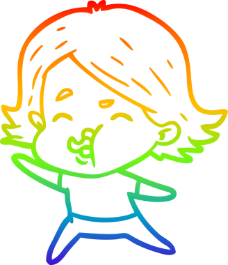 Gökkuşağı gradyan çizgi çizimi Bir insan tarafından çizilen bir kız karikatürü