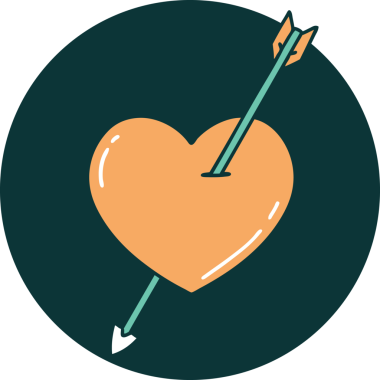 Bir insan tarafından çizilmiş ok ve kalbin ikonik dövme şekli