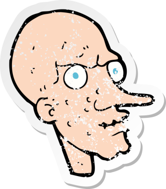 Bir insan tarafından çizilmiş yaşlı bir adamın karikatür yapıştırması.