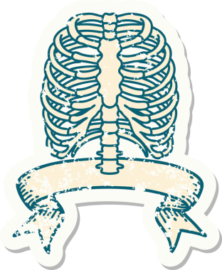 Bir insan tarafından çizilmiş göğüs kafesinin bayrağını taşıyan eski bir etiket.