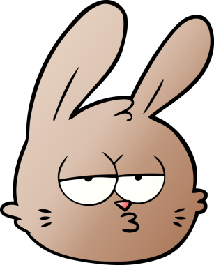 Bir insan tarafından çizilmiş bitkin tavşan yüzü.