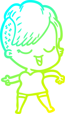 Bir insan tarafından çizilmiş mutlu çizgi film kızı çizimi.