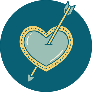 Bir insan tarafından çizilmiş ok ve kalbin ikonik dövme şekli