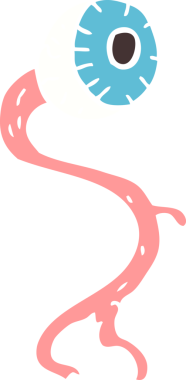 Bir insan tarafından çizilen göz küresinin büyük düz renk çizimi