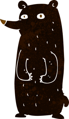 Bir insan tarafından çizilmiş komik karikatür kara ayı.