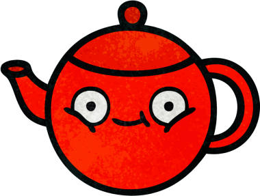 Bir insan tarafından çizilmiş bir çaydanlığın retro grunge desen karikatürü