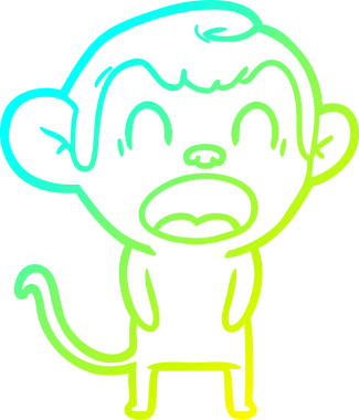 Bir insan tarafından çizilmiş esneyen çizgi film maymunu çizimi.