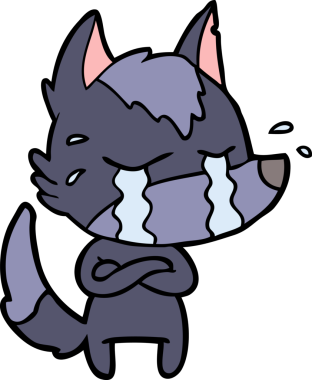 Bir insan tarafından çizilmiş ağlayan kurt çizgi filmi.