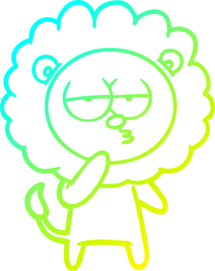 Bir insan tarafından çizilmiş, karikatür çizen, yorgun bir aslan.