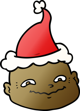 Bir insan tarafından çizilmiş Noel Baba şapkası giymiş kel bir adamın gradyan çizimi.