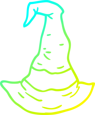 Bir insan tarafından çizilmiş bir cadı şapkasının soğuk gradyan çizimi