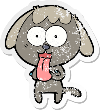 Bir insan tarafından çizilmiş şirin bir köpeğin sıkıntılı çıkartması.