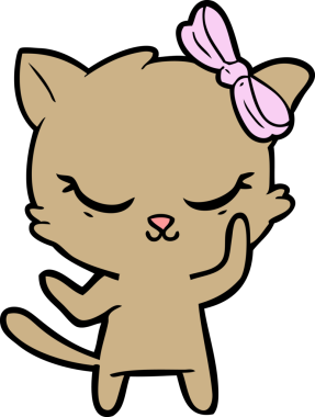 Bir insan tarafından çizilmiş sevimli çizgi film kedisi.