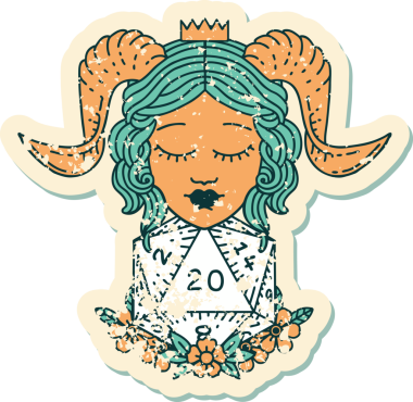 Bir insan tarafından çizilmiş doğal 20 d20 zarlı kartonpiyerin grunge çıkartması.