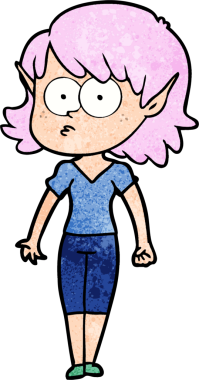 Bir insan tarafından çizilmiş çizgi film elf kızı.