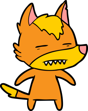 Bir insan tarafından çizilmiş tilki çizgi film karakteri