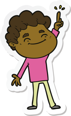 Bir insan tarafından çizilmiş, karikatür dostu bir adamın çıkartması.