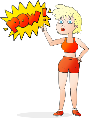 Mutlu jimnastik salonundaki kadın bir insan tarafından çizilmiş.