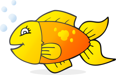 Bir insan tarafından çizilmiş karikatür balığı.