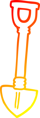 Bir insan tarafından çizilmiş çizgi film küreğinin sıcak gradyan çizgisi.