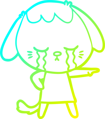 Bir insan tarafından çizilmiş ağlayan bir köpeğin soğuk gradyan çizimi