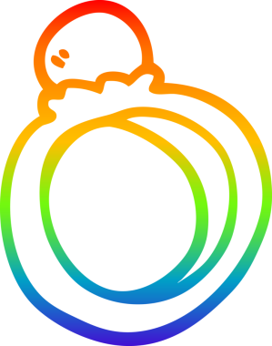 Bir insan tarafından çizilmiş bir nişan yüzüğünün gökkuşağı gradyanı çizimi