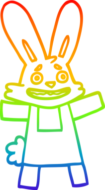 Gökkuşağı gradyan çizgi çizimi bir insan tarafından çizilmiş korkmuş tavşana benziyor.