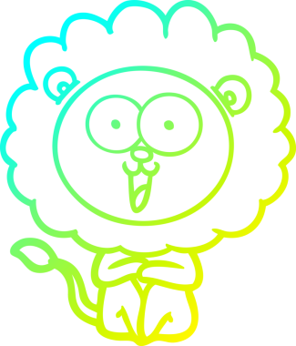 Bir insan tarafından çizilmiş mutlu çizgi film aslanı çizimi.