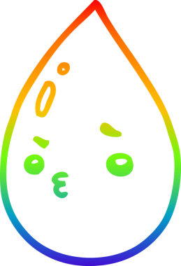 Gökkuşağı gradyan çizgi çizimi Bir insan tarafından çizilmiş şirin yağmur damlası