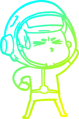 Bir insan tarafından çizilen soğuk gradyan çizgi çizimi stresli astronot