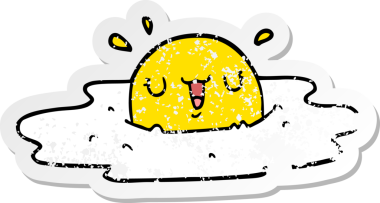 Bir insan tarafından çizilmiş kızarmış yumurtanın sıkıntılı çıkartması.