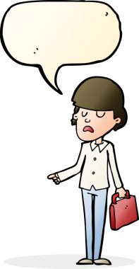 karikatür kibirli iş adamı bir insan tarafından çizilmiş konuşma balonuyla işaret ediyor