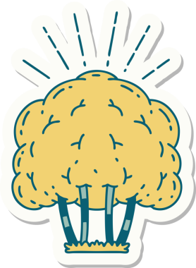 Bir insan tarafından çizilmiş dövme stili bir ağacın çıkartması.